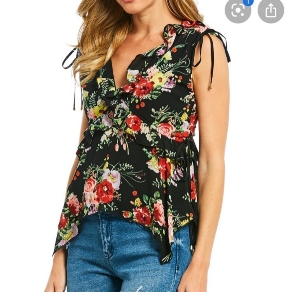 BUFFALO David Bitton Black Floral Top